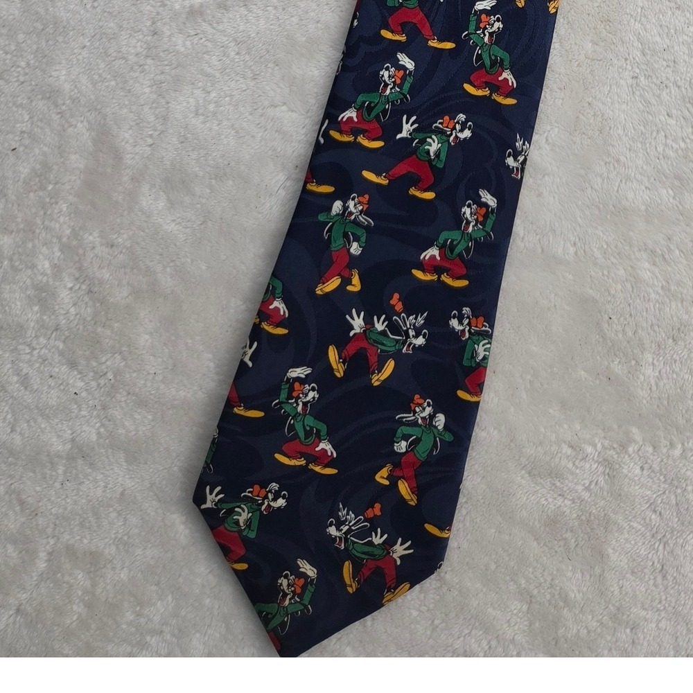 Disney Mickey Unlimited Goofy Necktie Mens OS Navy Excellent Character 90s